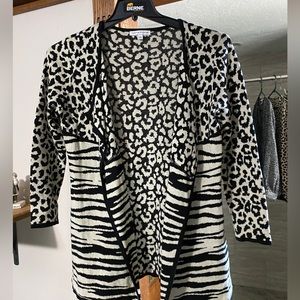 Leopard/zebra cardigan sweater